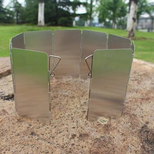 Folding Camp Gas Stove Windshield Picnic Butane Burner Wind Screen Windproof