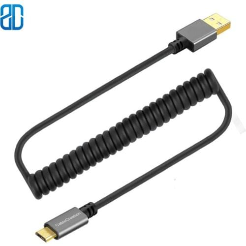 Coiled USB 2.0 Cable USB A to Micro USB Charging Data Cord Compatible Android Smartphone Wall and Car Charger Black