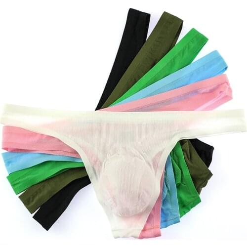 Mens Thongs G Strings Sexy Men Seamless Underwear Ultra-thin Ice Silk Panties Underpants Man Bikini Briefs Jockstrap