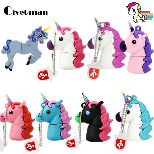 USB Flash Drive 256GB Lovely Colorful Unicorn Pen-drive 16GB 32GB 64GB Pendrive Rainbow Horse USB2.0 Memory Disk 128GB USB Stick