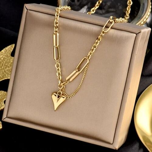 Insert indelible stainless steel special heart necklace fashion charm pendant clavicle chain light luxury gift women jewelry