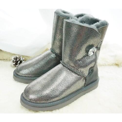 Free Shipping Top Quality Womens Genuine Sheepskin Leather Snow Boots 100% Natural Wool Fur Snow Boots Warm Winter Boots