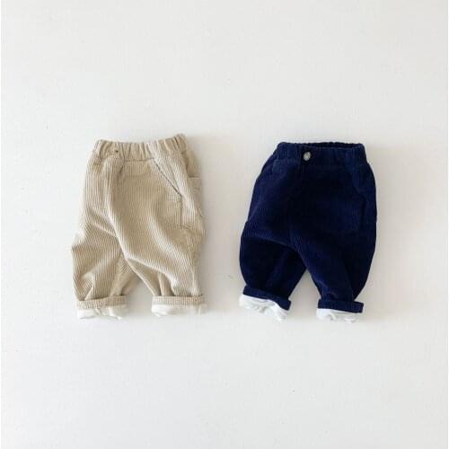 Winter Baby Unisex Korean Style Fashion Thicken Long Sleeve Corduroy Pants