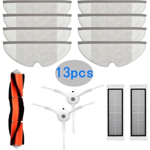 1 Main Roller + 2 Side Brushes + 2 Hepa Filters + 8 Mop Cloth for Xiaomi Roborock S5 S6 S5Max S6Max S6Maxv S6Pure S50 S60 Vacuum