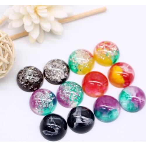 10pcs 15mm Colorful Resin Cabochon Bead Ring Findings Diy Brooch Patch Earrings Handicrafts Jewelry Charms Accessories F95