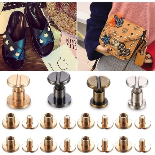 20Pcs(10Sets) Leather Solid Nail Bolt Bookkeeping Round Head Screws Strap Rivets Screw for Clothes/Bag/Shoes Luggage DIY Crafts