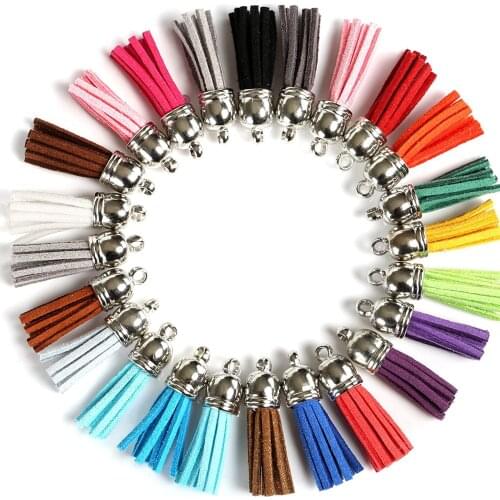 20PCS 38mm Leather Tassel Fringe Keychain Strap Jewelry Fiber Fringe Suede Tassel Key Chains For DIY Pendant Jewelry Accessories