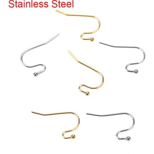 50pcs/lot Hypoallergenic Surgical Stainless Steel Earring Hooks Clasp Wire For Diy Earrings Findings Jewelry Making Accessories