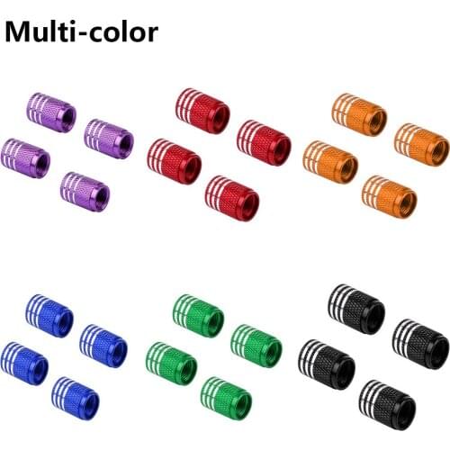 6 Color 4Pcs Aluminum Alloy Car Truck Round Wheel Tire Valve Stem Cap Dust Cover Black/Red/Yellow/Green/Blue/Purple 4.0