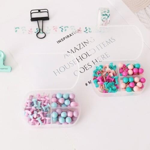 66pcs Push Pins Boards Cork Board Safety Decorative Pushpins School Supplies Macaron Color Boxe Funny Cute Flags Art Photo Wall