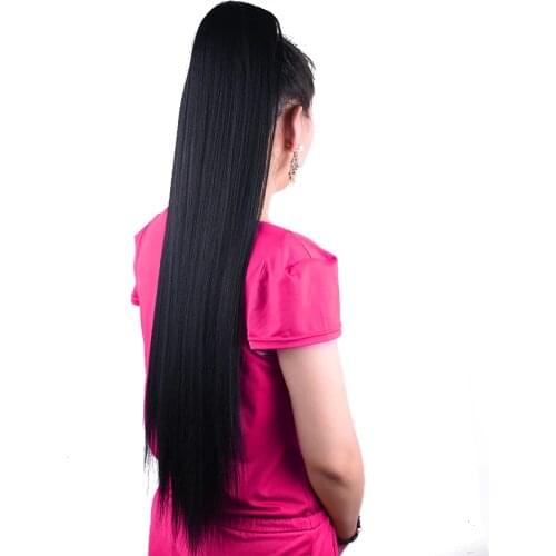 75cm 30" Super Long Yaki Straight Drawstring Ponytail Wig False Hairpiece Pony Tail Synthetic Clip in Hair Extensions