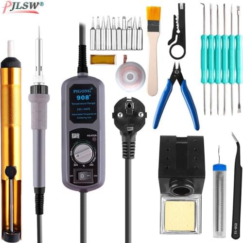 908+Digital Soldering Station Mini Portable Adjustable Electric soldering iron Welding tools kit set Welding Rework tool
