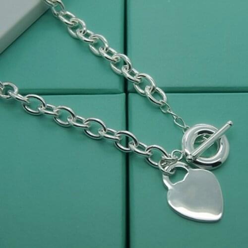 925 Sterling Silver 18 Inch Chain Heart Pendant For Women Wedding Engagement Jewelry Gift