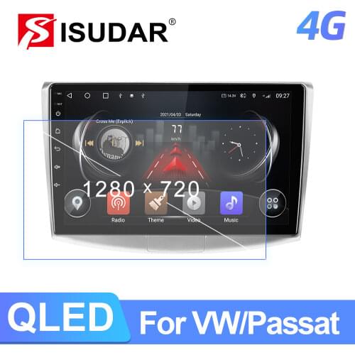 ISUDAR T72 QLED Android 10 Car Radio For VW/Volkswagen/Passat B7 CC B6 Car Multimedia RAM 6GB CANBUS Camera DSP GPS DVR No 2din