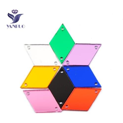 YANRUO Shiny irregular Acryl Mirror Sew on Crystals Rhinestones DIY Craft Flatback Decoration Acrylic Mirros For Clothing