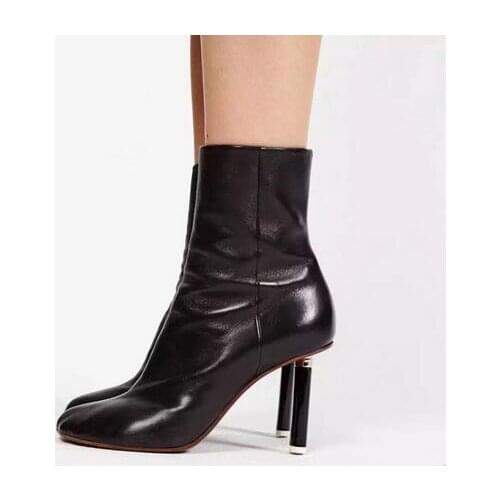 Big Size 10 Hottest Unicorn-heel Sock Ankle Boots High Quality Brand Black Leather Thigh High Stretch Boot Free Ship