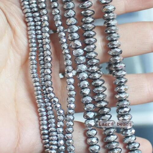Natural Hematite Silvery Color Faceted Rondelle 2x3mm-3x8mm beads ,For DIYJewelry making! Mixed wholesale for all items