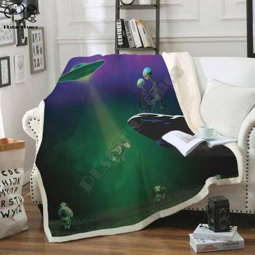 Alien Stole Cow From Farmer Fleece Blanket 3D full printed Wearable Blanket Adults/kids Fleece Blanket drop shippng style -2