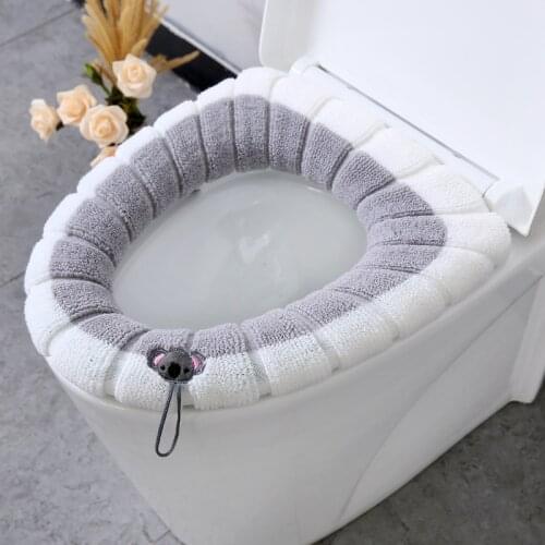 Elastic Toilet Seat Mat Thickened Soft Warm Washable for Bathroom Closestool Toilet Lid Accessories Coral Toilet Mat Home Decor
