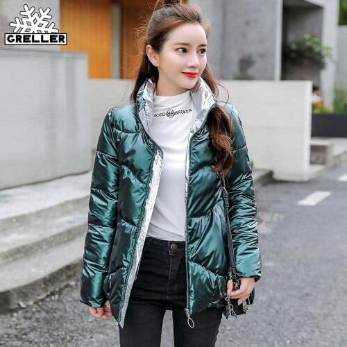 GRELLER 2020 New Winter Parka High Quality Stand Collar Short Coat Women Fashion Jacket Winter Warm Women Clothing Casual Jacket