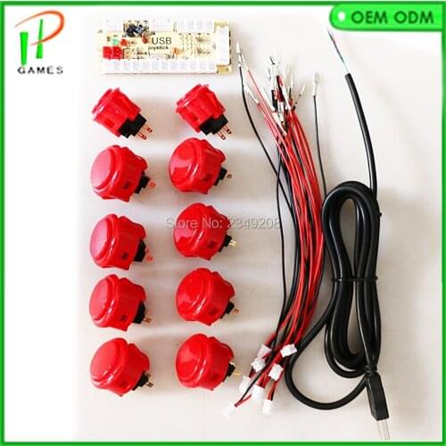 Jamma Arcade DIY Kit Zero Delay USB Encoder with 10pcs Original Sanwa OBSF-30/24 Button Free Shi