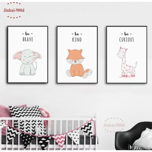Nursery Wall Art Decorative Cartoon Animal Squirrel Elephant Picture Canvas Painting Baby Room Wall Decoration Posters NUR32