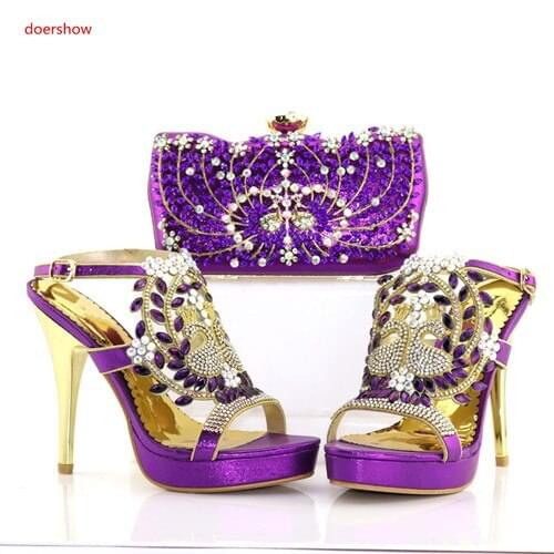 Doershow African shoe and bag set high heel italian shoe with matching bag best selling ladies matching shoe and bags SAB1-21