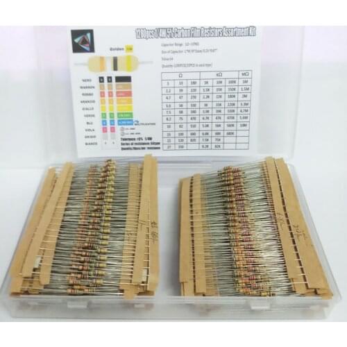 1280Pcs Resistor Kit 1/4W 5% 1 Ohm - 10M Ohm 64values X 20pcs Resistencias Resistor Pack Carbon Film Resistors Set Box