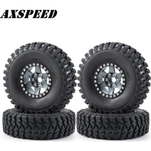 4PCS/Set 1.9" Metal Wheel Hub Rim and 106/112mm Rubber Tires Kit for 1:10 RC Crawler Axial SCX10 Wheels Tyres Parts