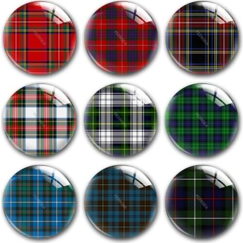 Buffalo Plaid glass cabochon,Renaissance Christmas pattern Round photo glass cabochon demo flat back Making findings