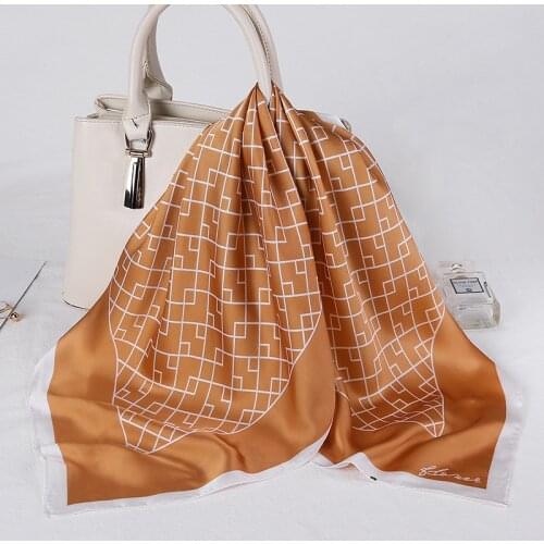 Square Silk Scarf Women Bandana Multifunction Silk Satin Small Shawls Handle Bag Ribbon 2021 New Lady Office Foulard Neckerchief
