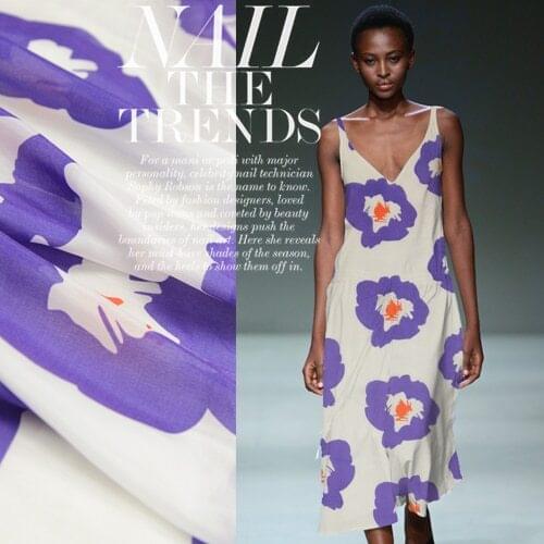 LEO&LIN Annecy romantic encounter printing pattern printed real silk fabrics garment fabrics width Patchwork (1 meter)