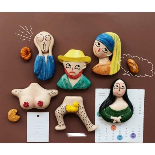 Van Gogh Fridge Magnets For Refrigerators For Home Decor Mona Lisa Cute Weird Magnetic Sticker Funny People