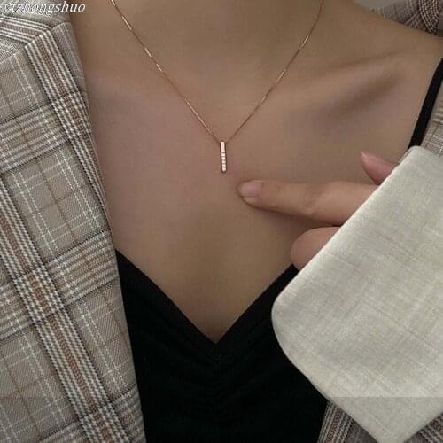 Silver Gold Color Fashion Simple Long Strip Geometry Pendant Necklace For Women Charm Wedding Jewelry Adjustable