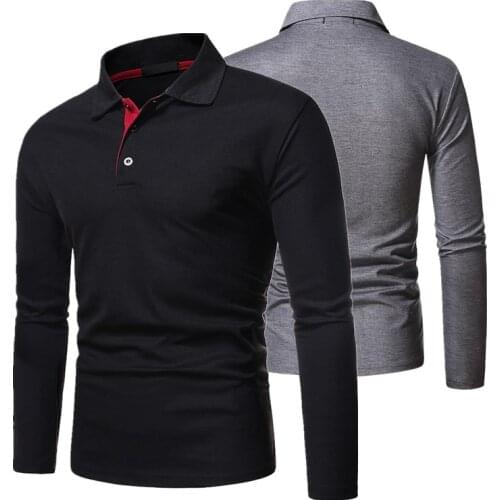 Feitong Long Sleeves T-shirt Men Autumn Winter Autumn Turndown Neck T Shirt Top Tee Outwear Solid T-shirts