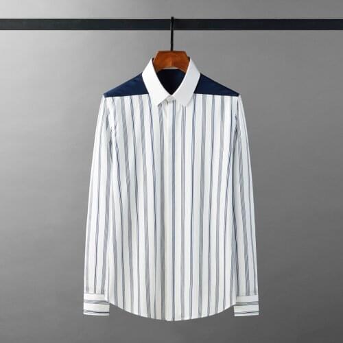 Minglu Stripe Splicing Male Shirts Luxury Long Sleeve Casual Tuxedo Mens Dress Shirts Fashion Slim Fit Party Man Shirts 4XL