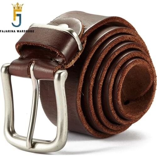 FAJARINA Top Quality Genuine Leather Belts Cowhide Design Metal Pin Buckle Belt for Men Mens Retro Styles 38mm Width N17FJ260