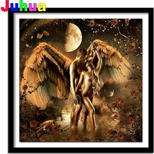 Angel lovers diy Diamond Painting Mosaic moon 5D Full Square Round diamond Embroidery gift home decor drop shipping