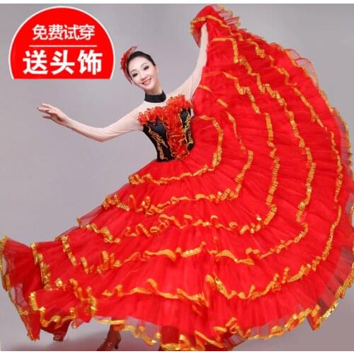 Opening Dance Big Pendulum Dress Spanish Flamenco Show Performance Dance Full-skirt Adult Female Dance Chorus National Suit H620