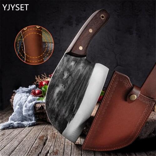 Full Tang Chef Knife Handmade Forged High-carbon Clad Steel Kitchen Knives Cleaver Filleting Slicing Broad Butcher knife Cover