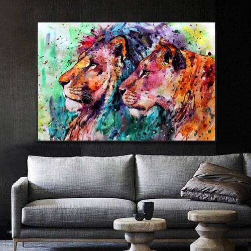 Abstract Water Color Animals Lion Posters Canvas Wall Art Paintings Decorative Prints Posters Prints for Living Room Home Decor