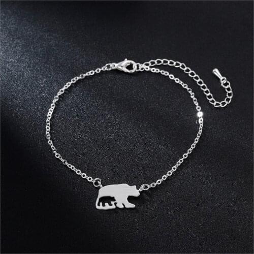 QIMING Cute Animal Bear Bracelets For Women Everyday Jewelry Lovely White Bear Charm Bracelet Bangle Wedding Girls Gift