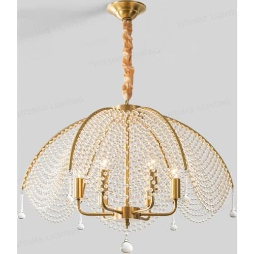 American light luxury crystal living room chandelier bedroom dining room lamp French copper silver bronze creative simple crysta