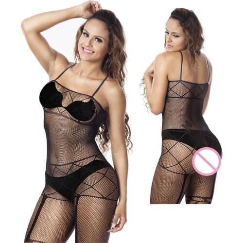 Sexy Costumes Women Bodysuit Transparent Full Body Stockings Sex Erotic Teddy Bodystockings Lingerie Babydoll Halter Intimates