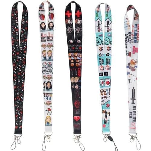 24pcs/lot MD329 DMLSKY Cartoon Lanyard for Key Phones USB Flash Drives Keys Keychain Card Name Tag Badge Holders Rope For Nurse