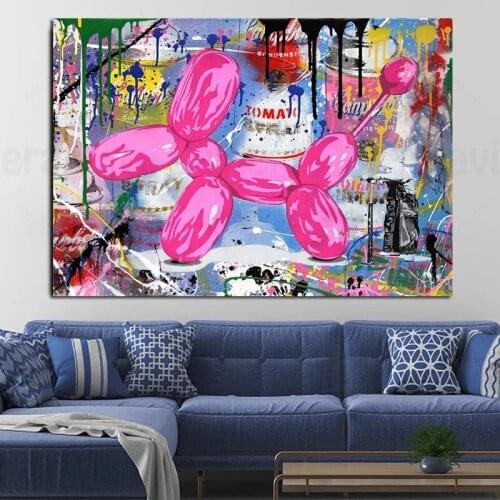 Street Art Graffiti Canvas Painting Cartoon Balloon Dog Prints and Posters Modern Home Decoration Living Room Bedroom Wall Art