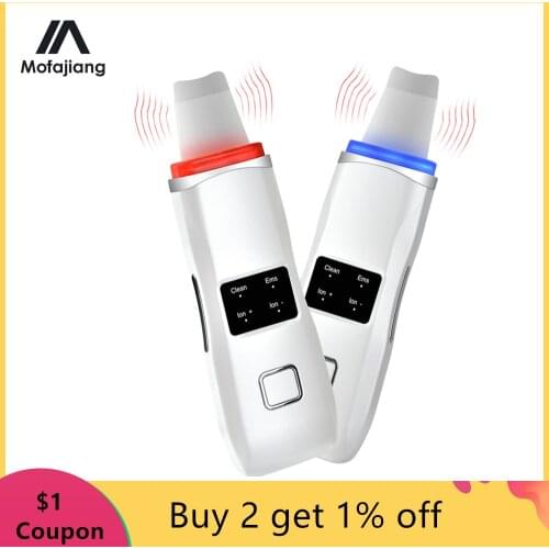 LED Photon Therapy Ultrasonic Facial Skin Scrubber Cleaner Ion Acne Blackhead Remover Cleaner Facial Massager Skin Rejuvenation