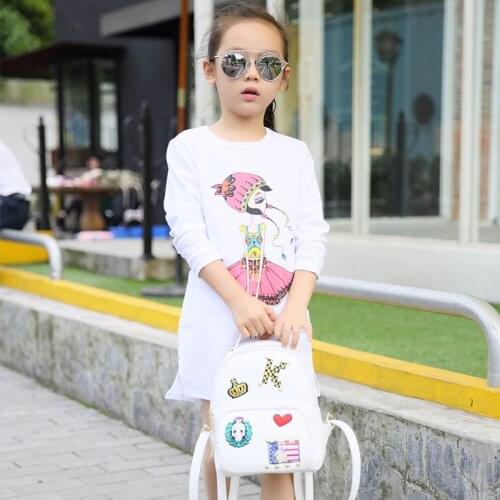 Spring girls long T shirt fashion Elastic Embroidery Long sleeve Cotton Bottoming shirt Tops&Tees baby clothes Princess Dress