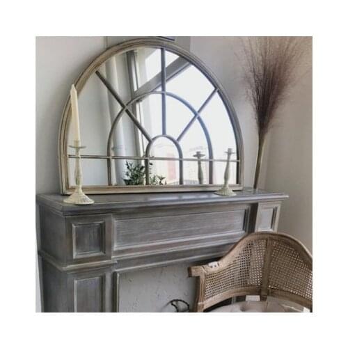 Vintage Metal Decorative Window Mirror Gold White Half Circle Kitchen Decorative Mirror