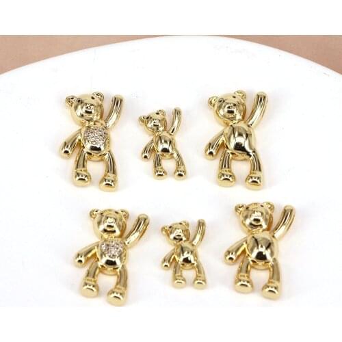 10PCS, Bear Pendant Gold Color Bear Charm-Animal Necklace-DIY Jewelry Making